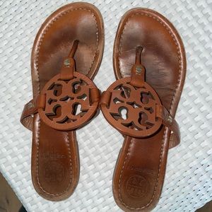 Tory Burch Miller Womens Soft Sandals- Brown